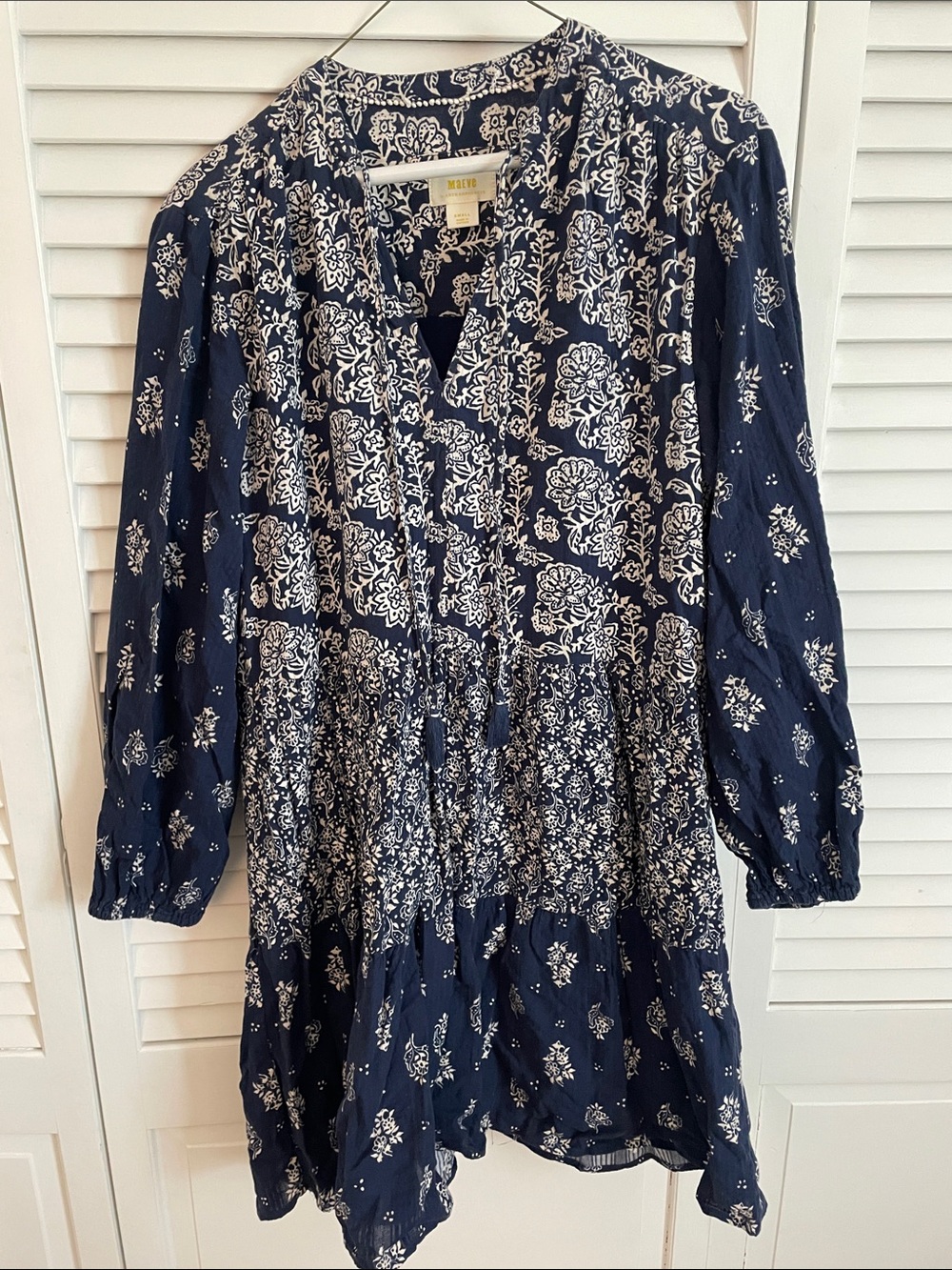 Maeve Navy and White Floral Tunic